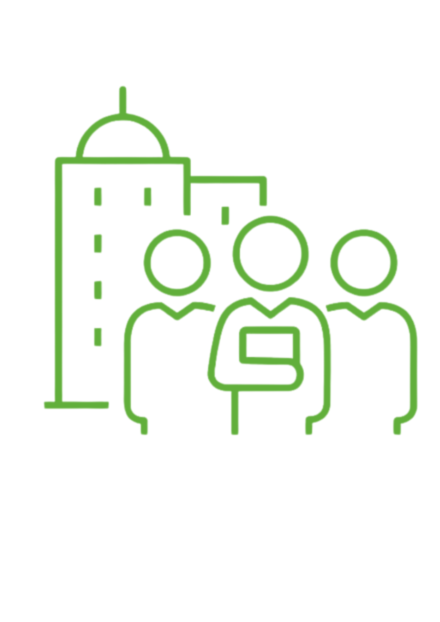 People & building representing ownership Icon
